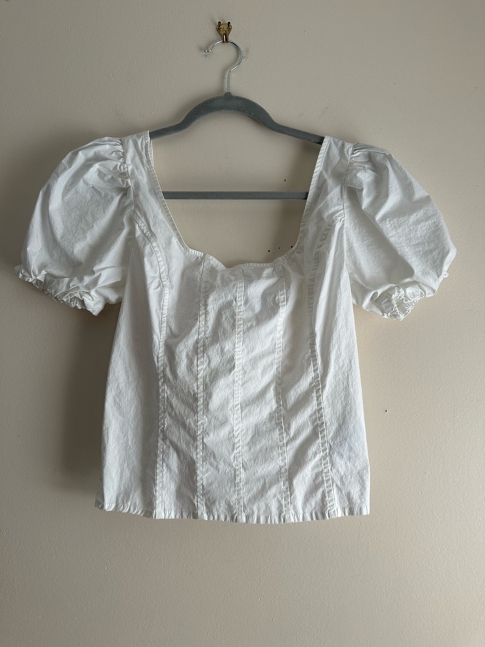 J. Crew‎ • Puff-Sleeve Squareneck Top in Cotton Poplin White